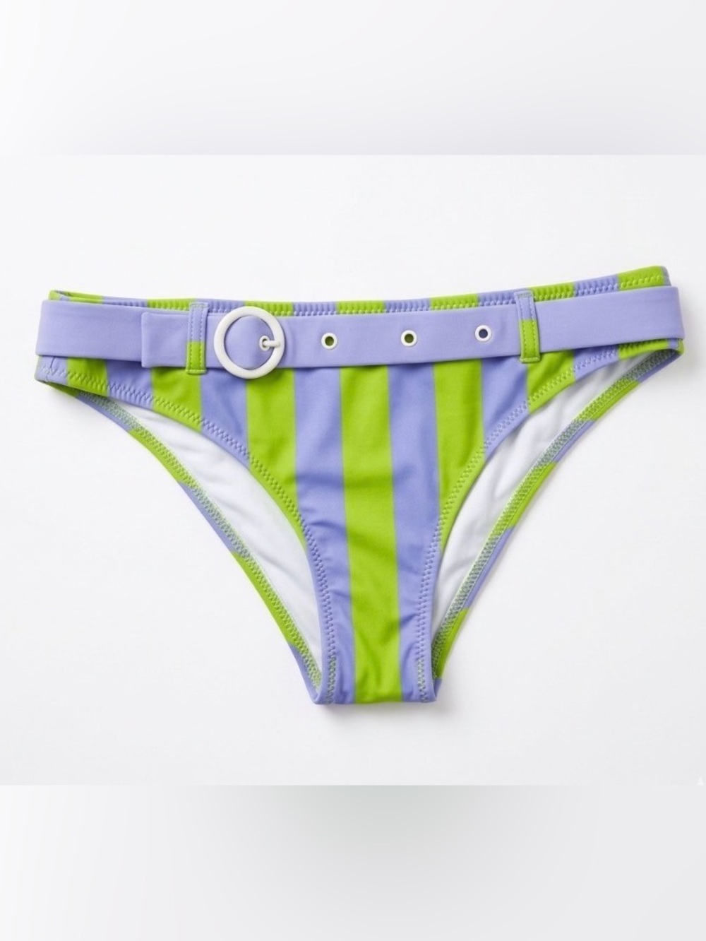 Solid & Striped Rachel Belts Bikini Botton Striped Lime/Lemon Size XS